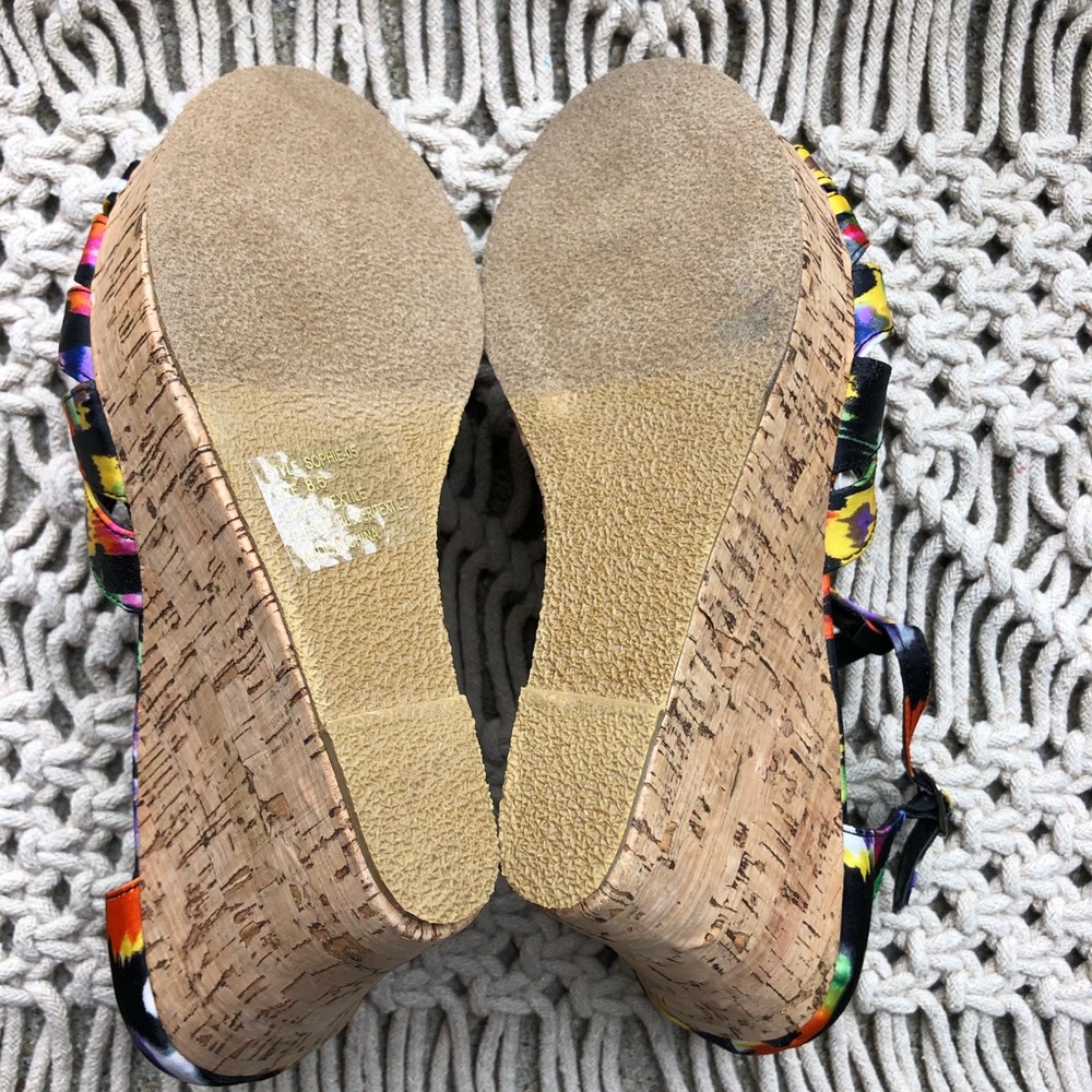 Charming Charlie Multi-Color Printed Cork Wedges - image 7